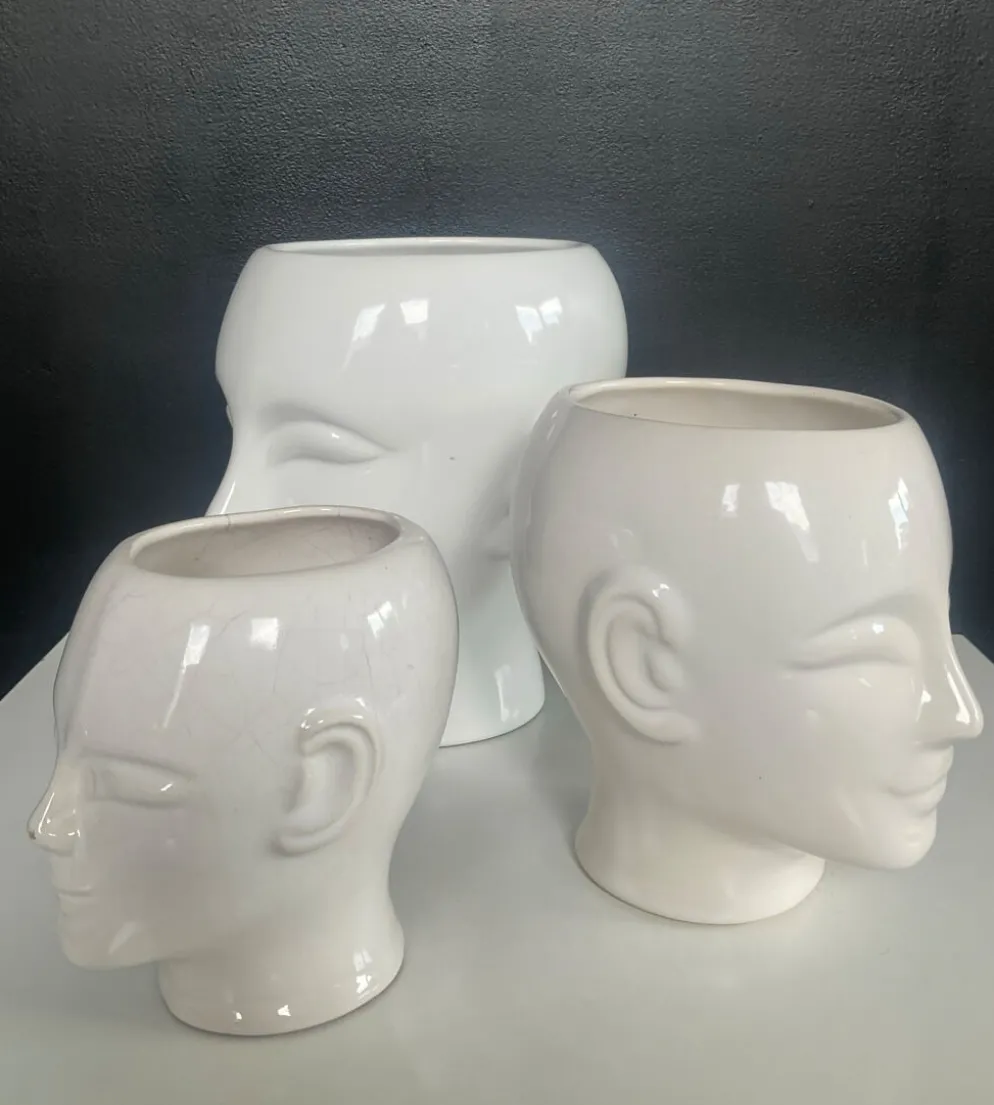Trio de cache pot vintage en céramique émaillée années 80