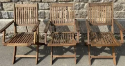 Trio de Fauteuils Pliants en Bois d'Acacia – Mobilier de Jardin Signé Deuba