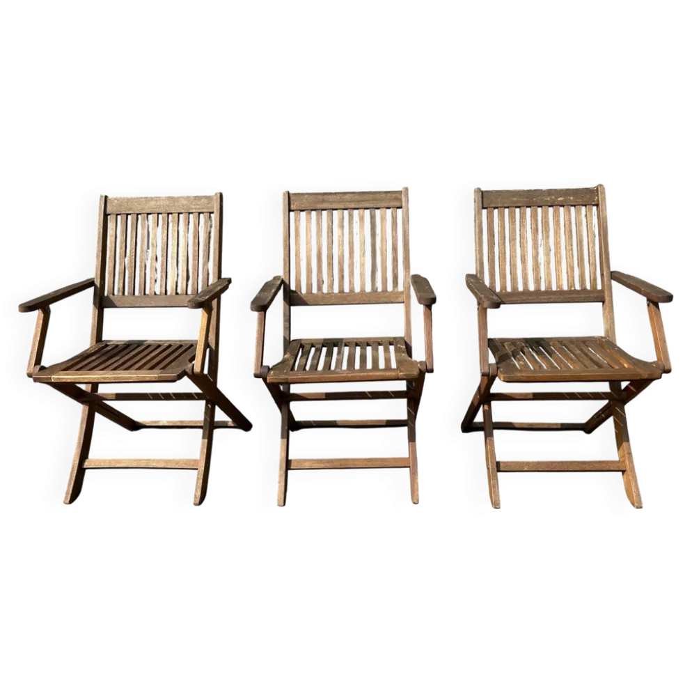Trio de Fauteuils Pliants en Bois d'Acacia – Mobilier de Jardin Signé Deuba