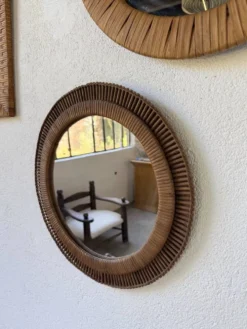 Trio de miroirs osier tressée années 50