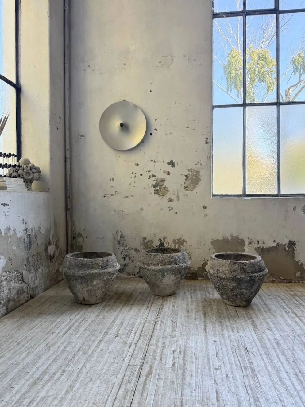 Trio de pots jardinières pierre et ciment début 1900