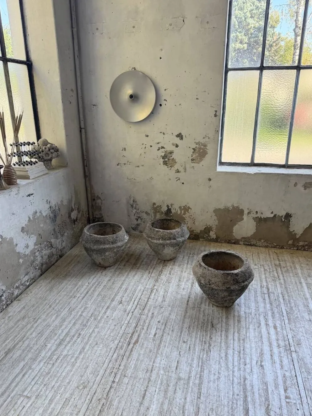 Trio de pots jardinières pierre et ciment début 1900