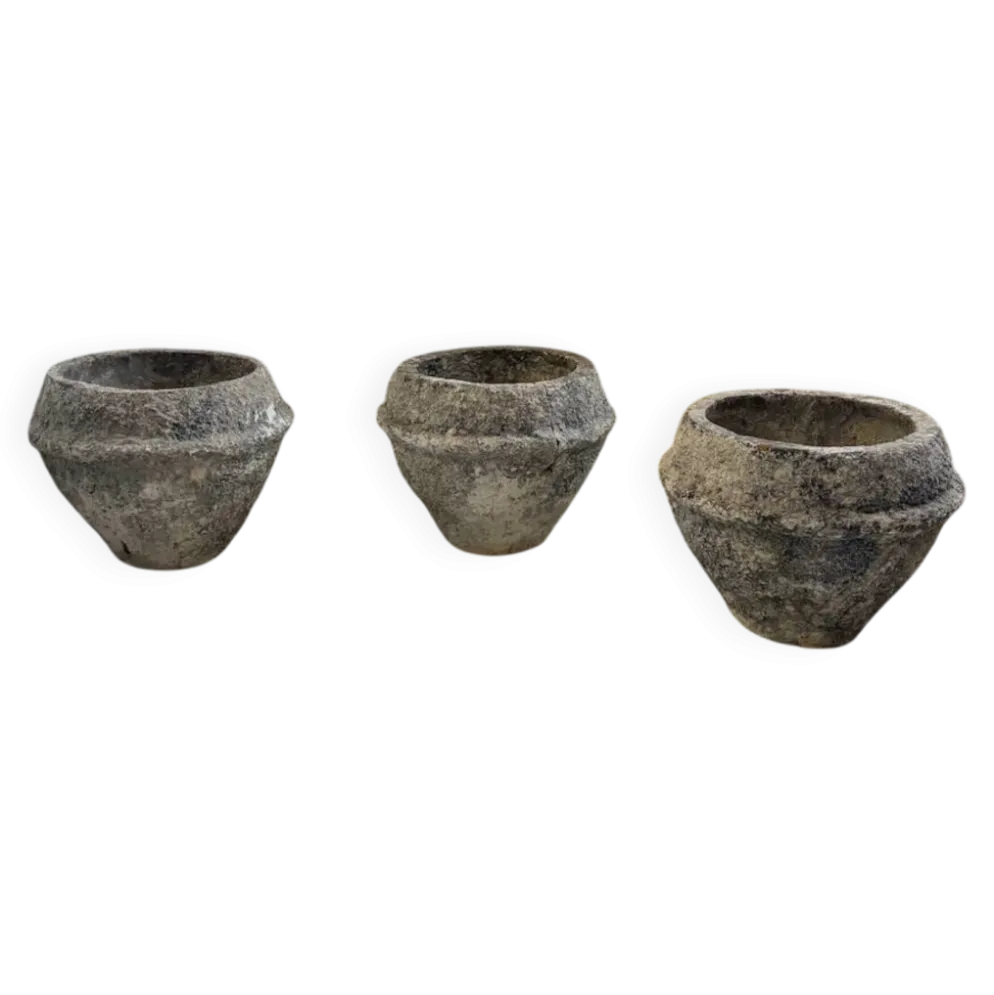 Trio de pots jardinières pierre et ciment début 1900