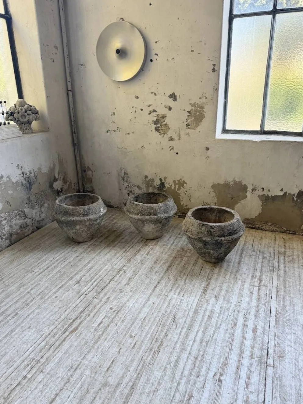 Trio de pots jardinières pierre et ciment début 1900
