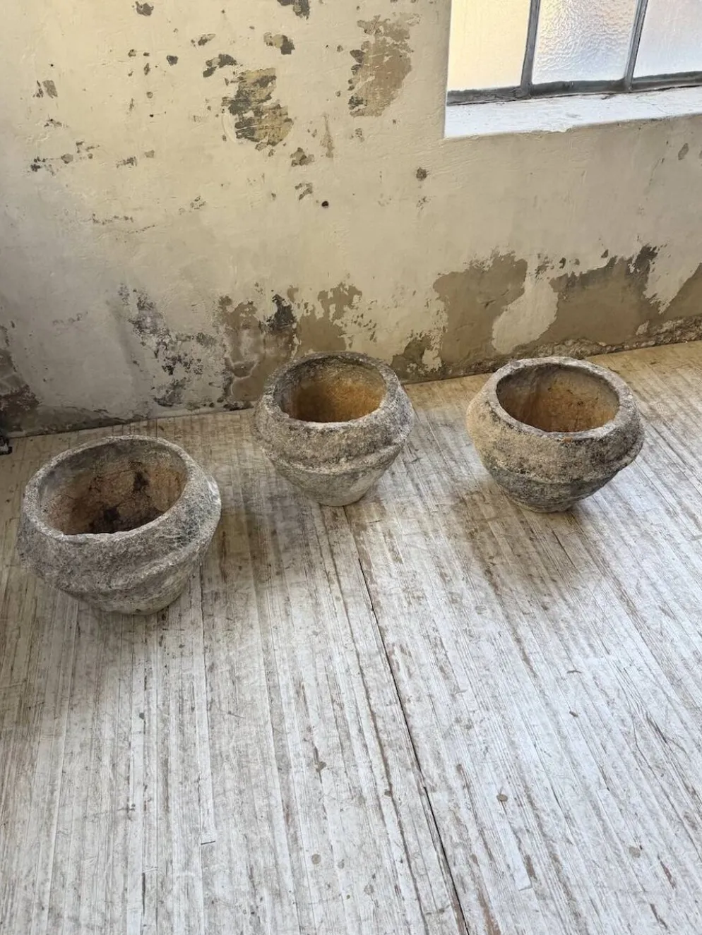 Trio de pots jardinières pierre et ciment début 1900