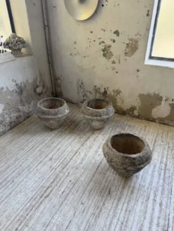 Trio de pots jardinières pierre et ciment début 1900