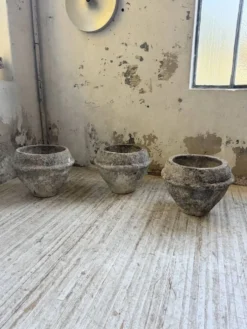 Trio de pots jardinières pierre et ciment début 1900
