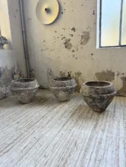 Trio de pots jardinières pierre et ciment début 1900