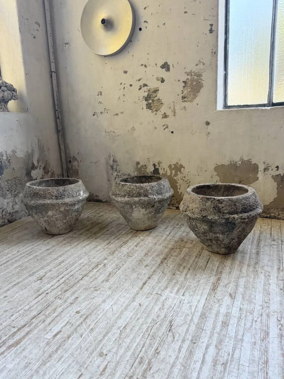 Trio de pots jardinières pierre et ciment début 1900
