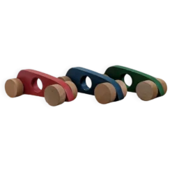 Trio de voitures de course vintage en bois