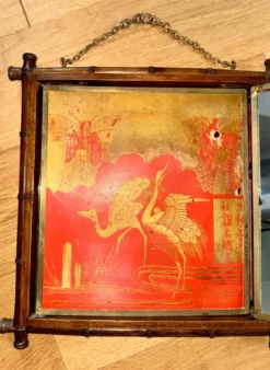 Triptyque Miroir Barbier Asie bambou 1865