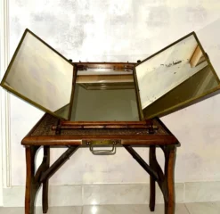 Triptyque Miroir Barbier Asie bambou 1865