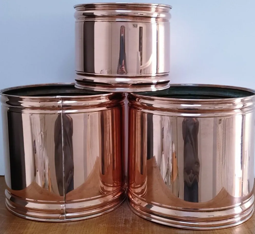 trois cache-pot cylindre design scandinave années 80