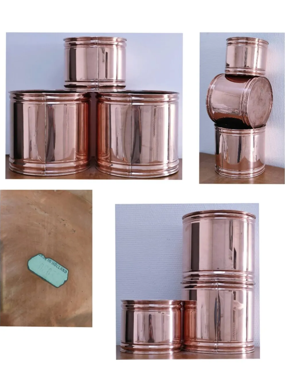 trois cache-pot cylindre design scandinave années 80