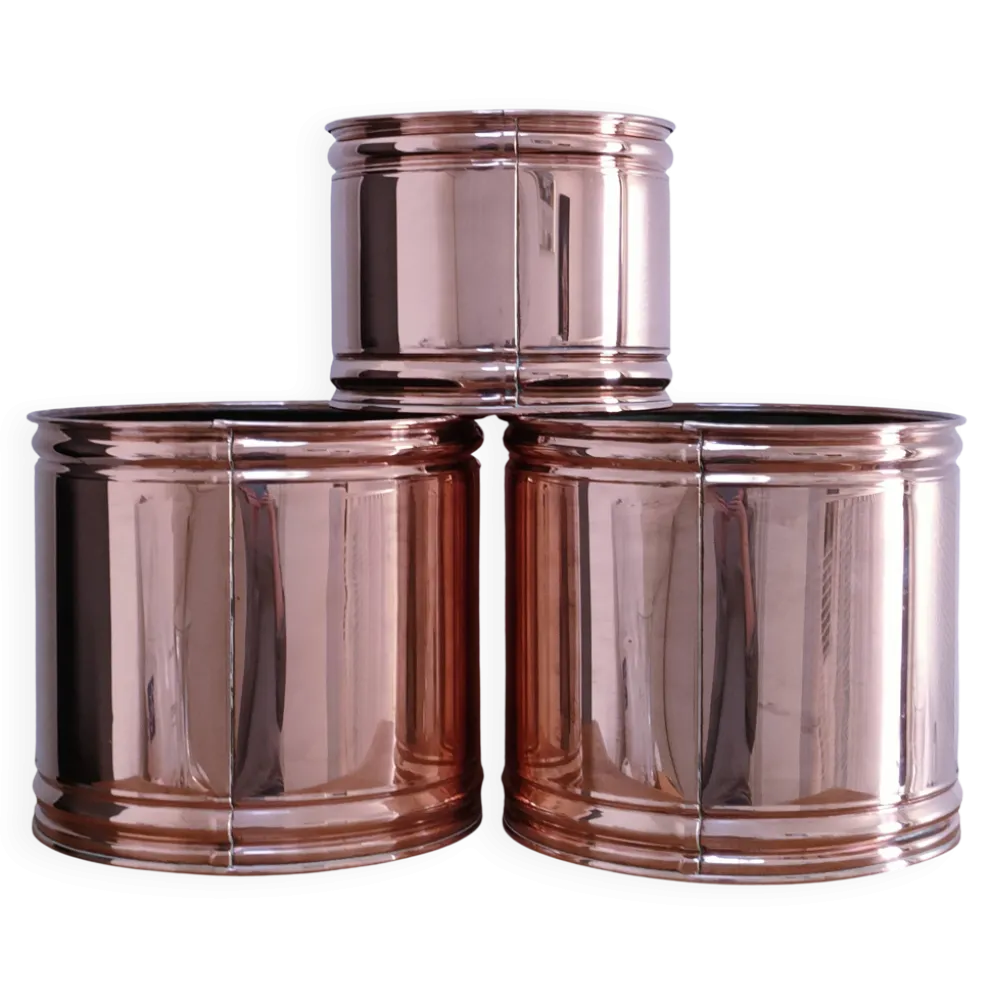 trois cache-pot cylindre design scandinave années 80