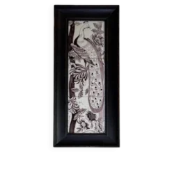 Trois carreaux de Delft manganèse formant un portrait de paon, XVIIIème siècle