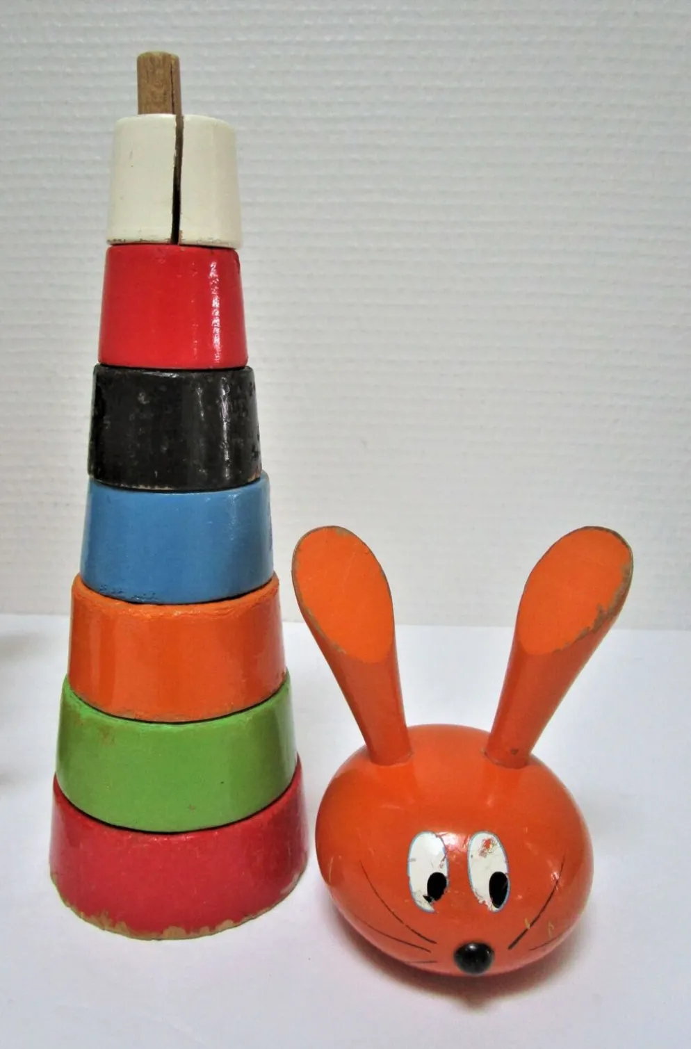 Trois jouets bois chouette escargot lapin design vintage fmf kouvalias