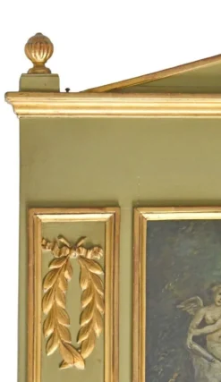 Trumeau en bois peint et décoré d'une huile sur panneau