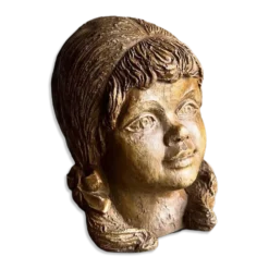 Tête de jeune fille en grès, sculpture | Pays-Bas | Années 1970