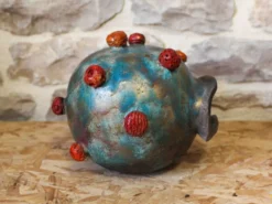 Tête en raku émaillé