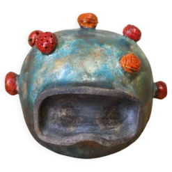 Tête en raku émaillé