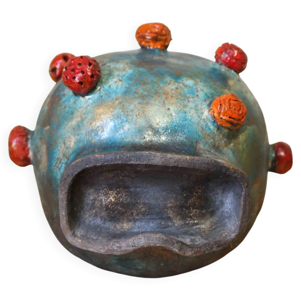 Tête en raku émaillé