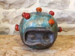 Tête en raku émaillé