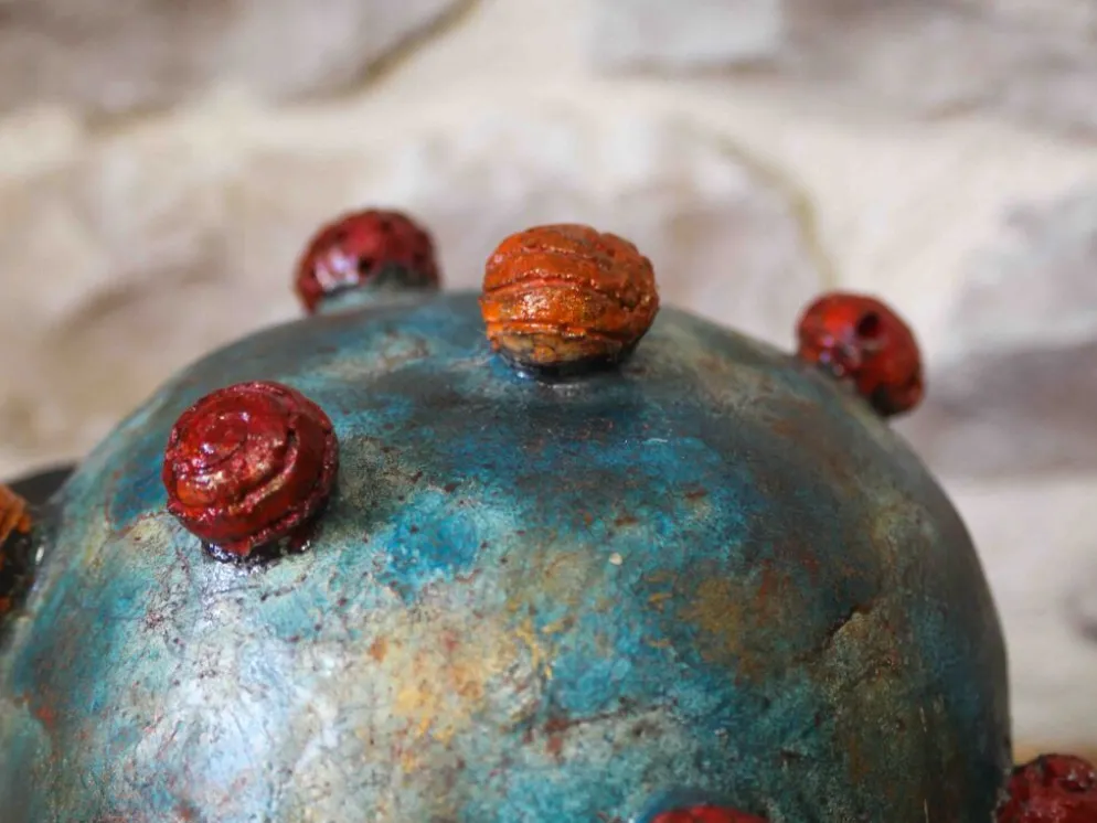 Tête en raku émaillé