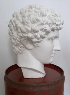Tête grecque en plâtre blanc