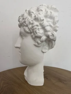 Tête grecque en plâtre blanc