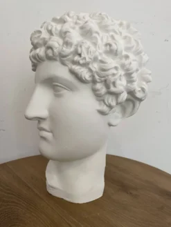 Tête grecque en plâtre blanc