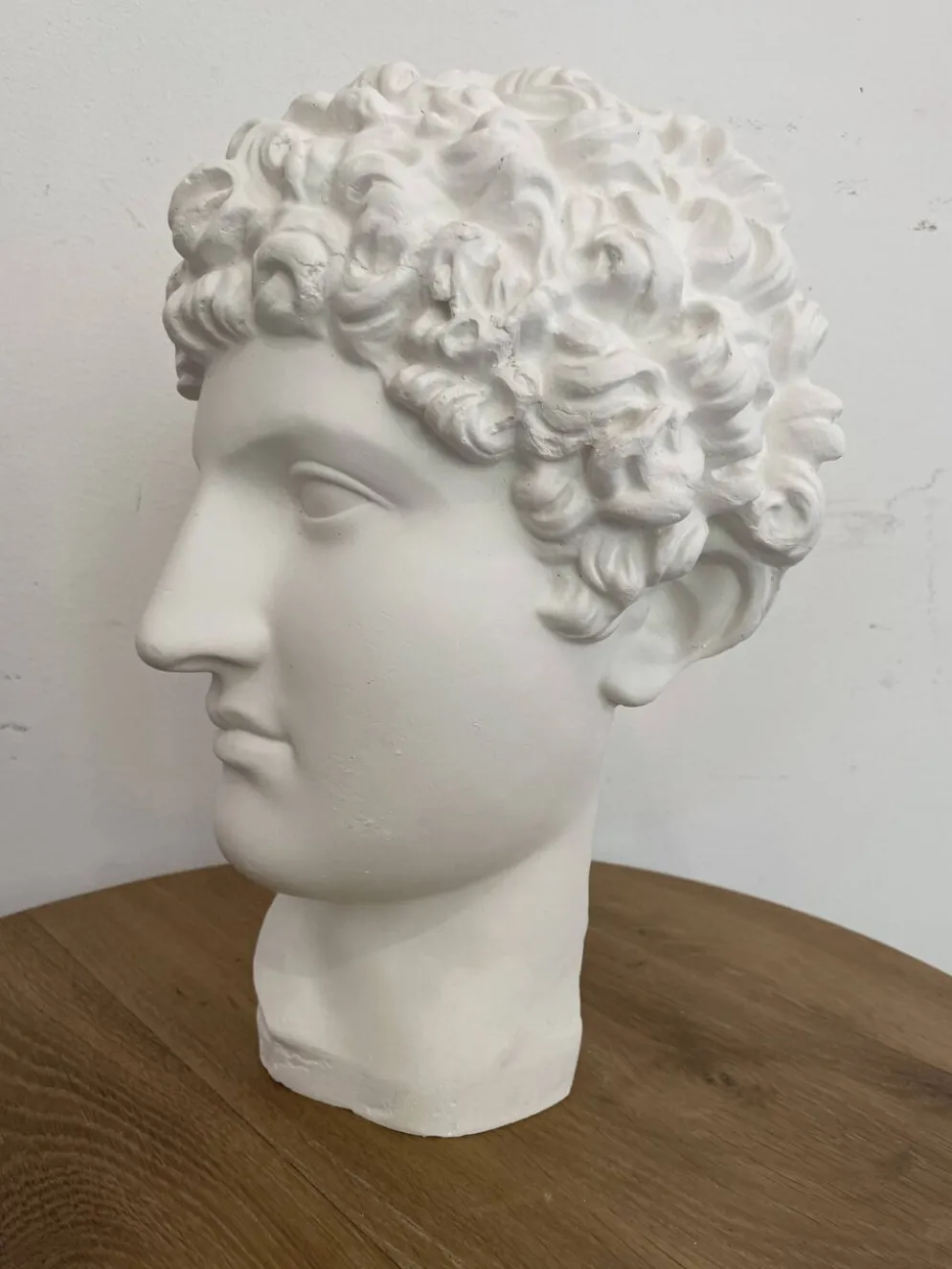 Tête grecque en plâtre blanc