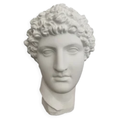 Tête grecque en plâtre blanc