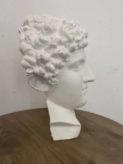 Tête grecque en plâtre blanc ciré