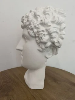 Tête grecque en plâtre blanc ciré