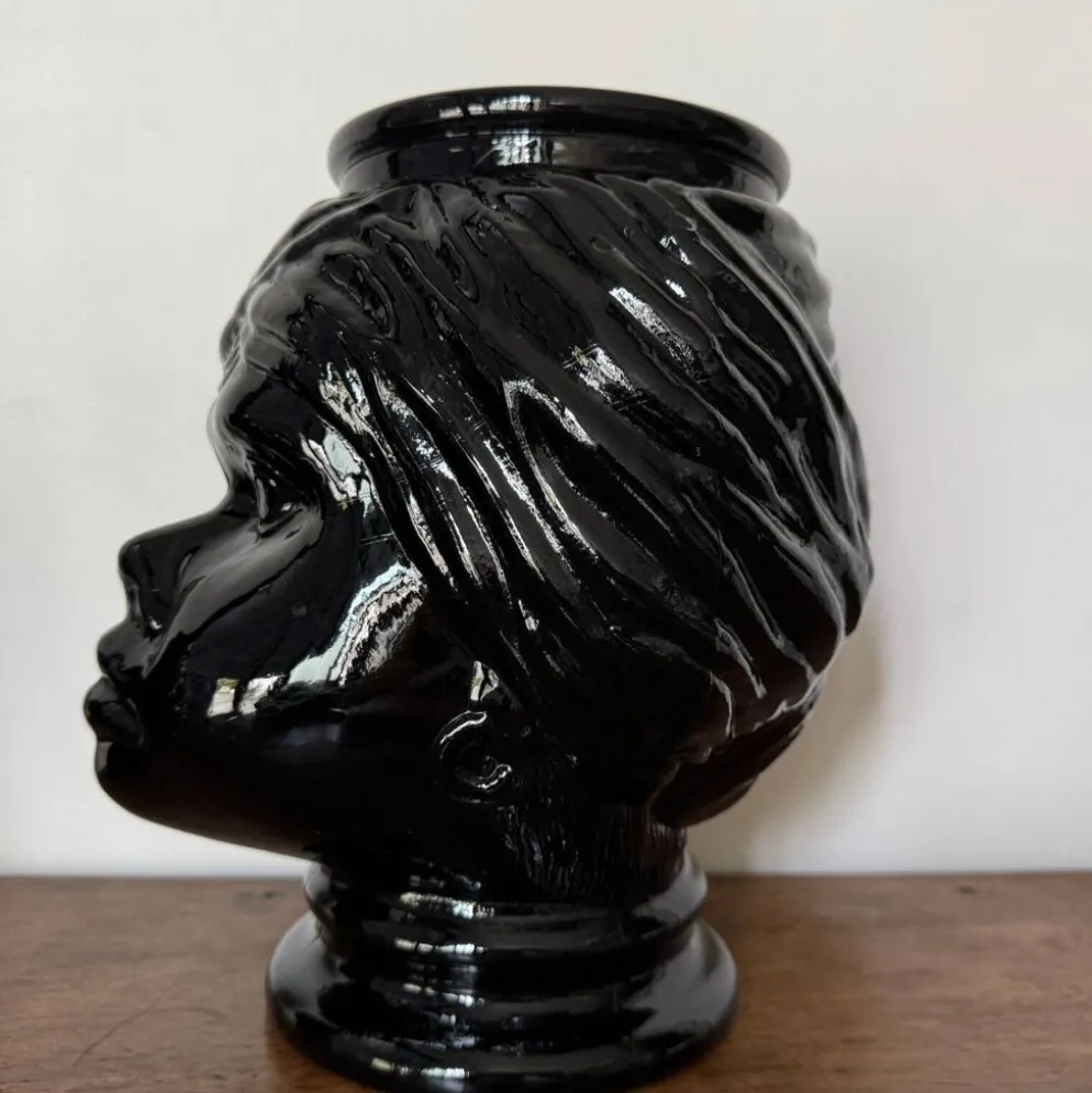 2 têtes en verre représentant des Maures