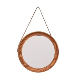 Uno & Östen Kristiansson Miroir rond en pin massif Suède années 1960