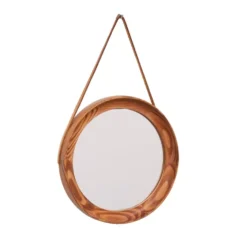 Uno & Östen Kristiansson Miroir rond en pin massif Suède années 1960