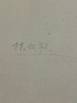 Œuvre originale sur papier signée Eugène Eechaut, réalisée à l’encre et encadrée, 1973