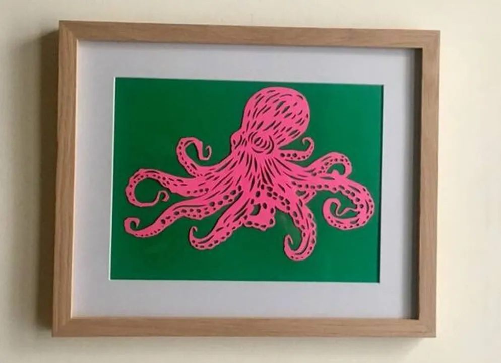 Œuvre papier de couleur le poulpe