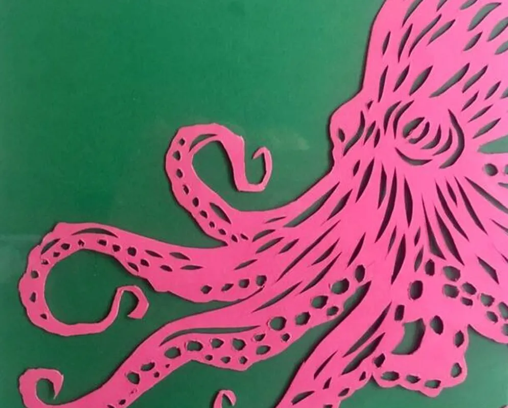 Œuvre papier de couleur le poulpe