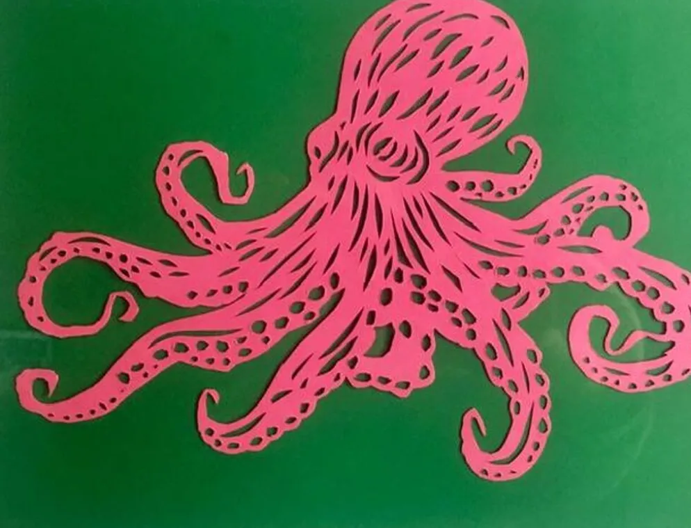 Œuvre papier de couleur le poulpe
