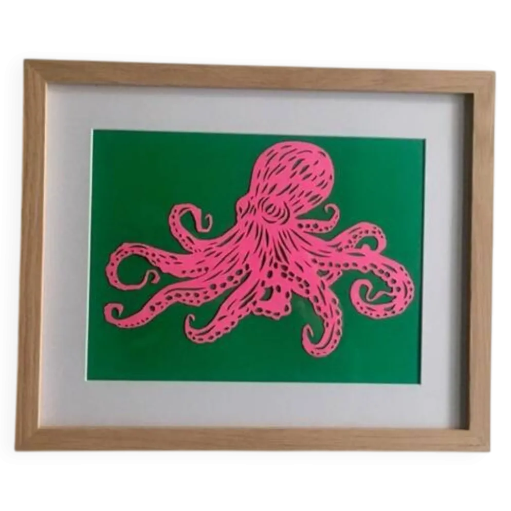 Œuvre papier de couleur le poulpe
