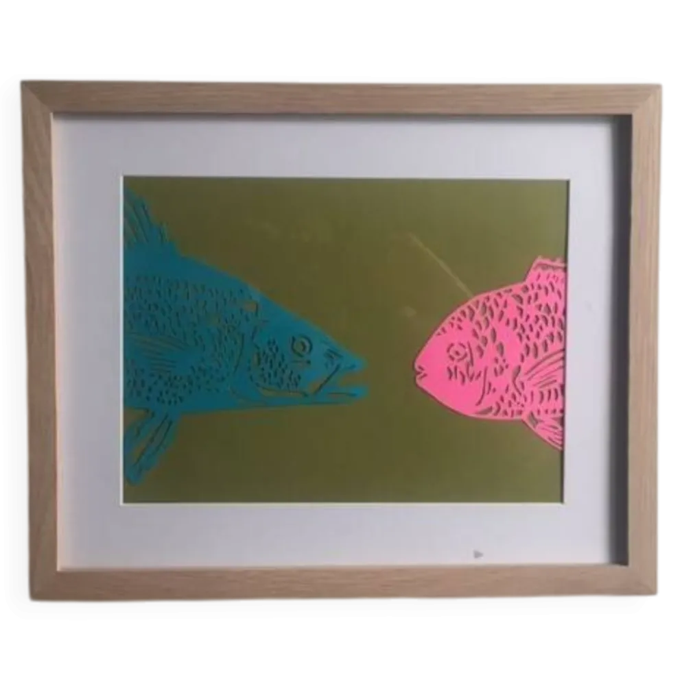 Œuvre papier de couleur tête à tête