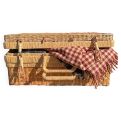 Valise vintage en osier, rotin