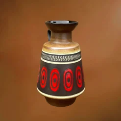 Vase à anse Dümler & Breiden 311-20 en céramique brune et rouge – années 60