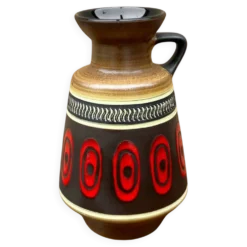 Vase à anse Dümler & Breiden 311-20 en céramique brune et rouge – années 60