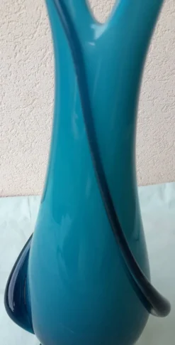 Vase bleu en verre de Murano Fratelli Toso