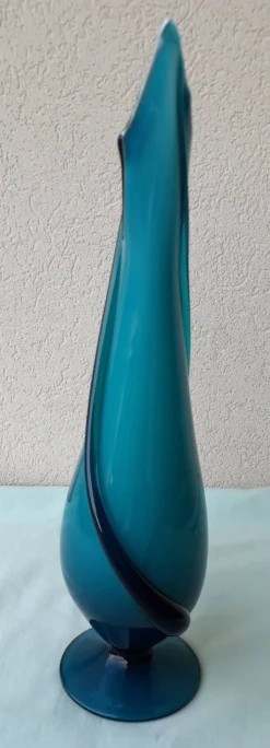 Vase bleu en verre de Murano Fratelli Toso