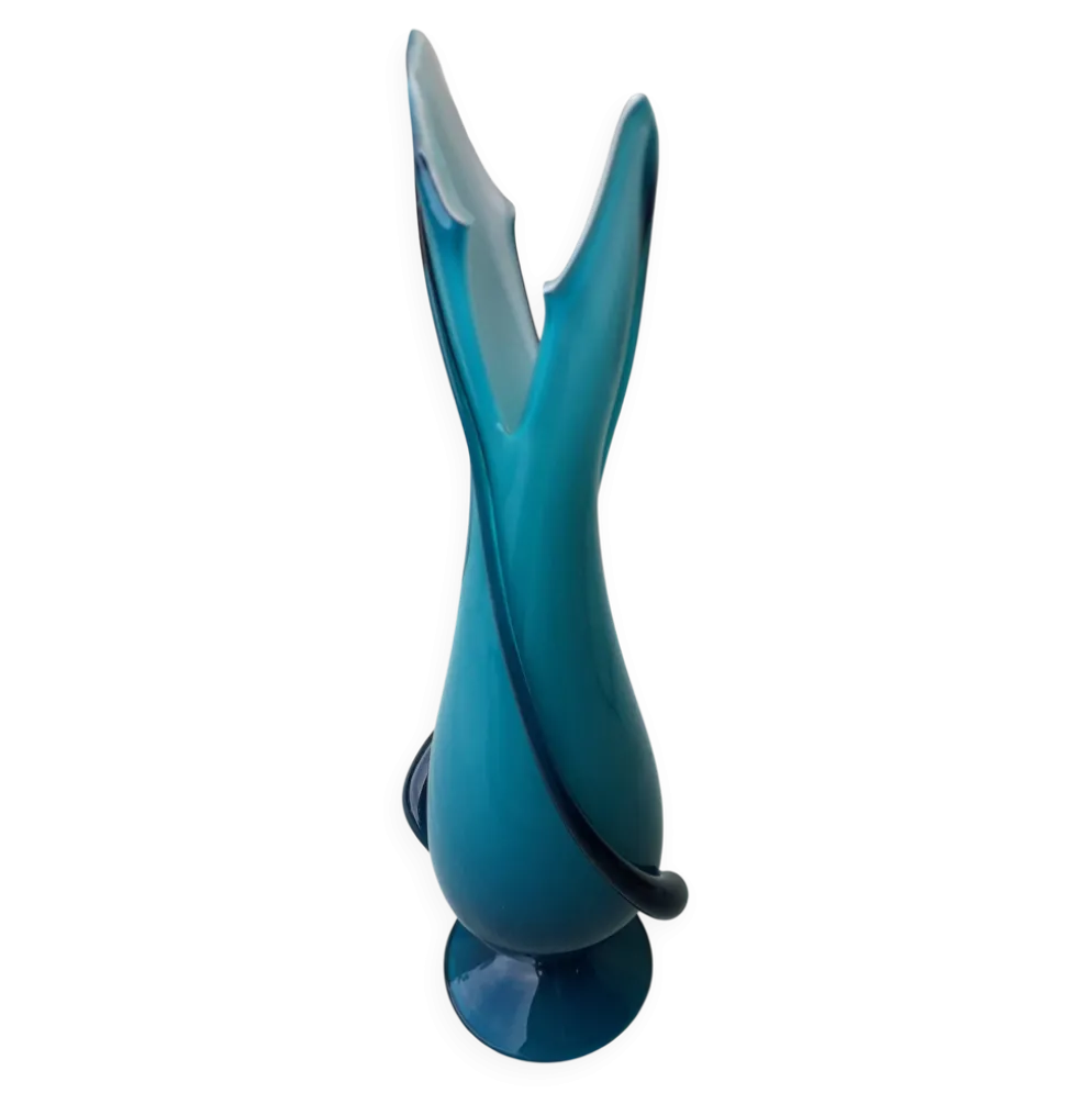 Vase bleu en verre de Murano Fratelli Toso